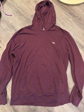 Lacoste Men's Burgundy Hooded Pullover Sweatshirt